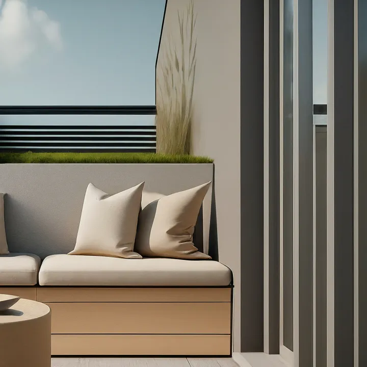 Model teras minimalis modern dengan bangku storage tersembunyi