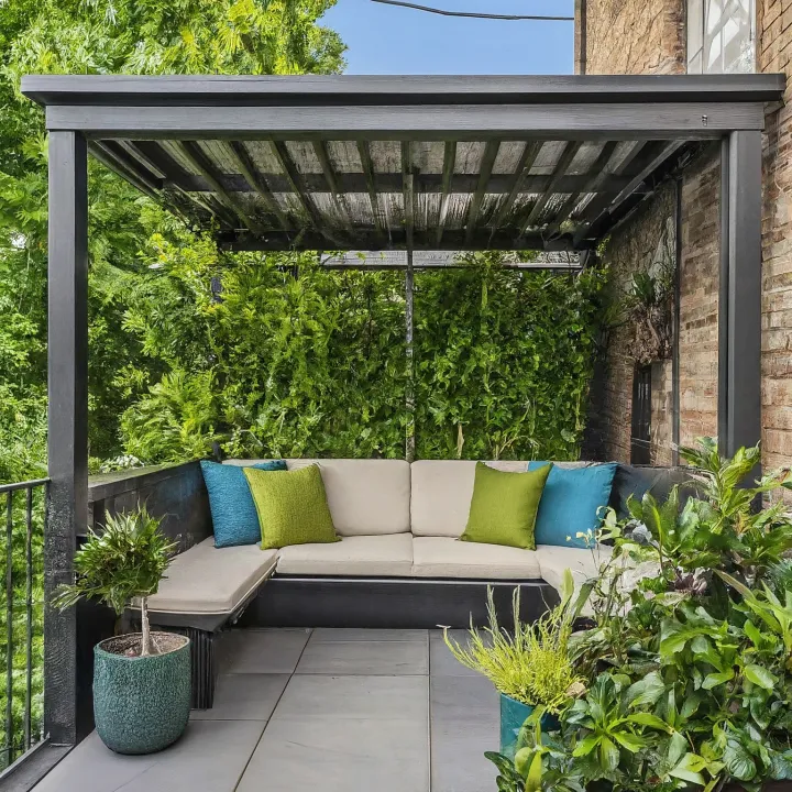 Bangku storage tanam ala gazebo mini di teras