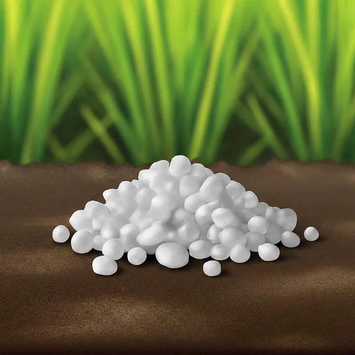 Butiran pupuk KCl di sawah