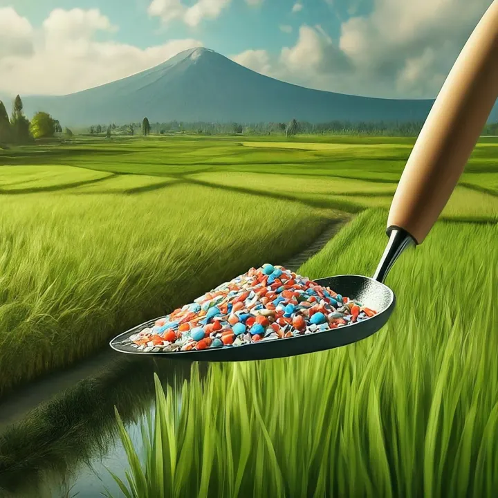 Berbagai pupuk NPK granul warna-warni