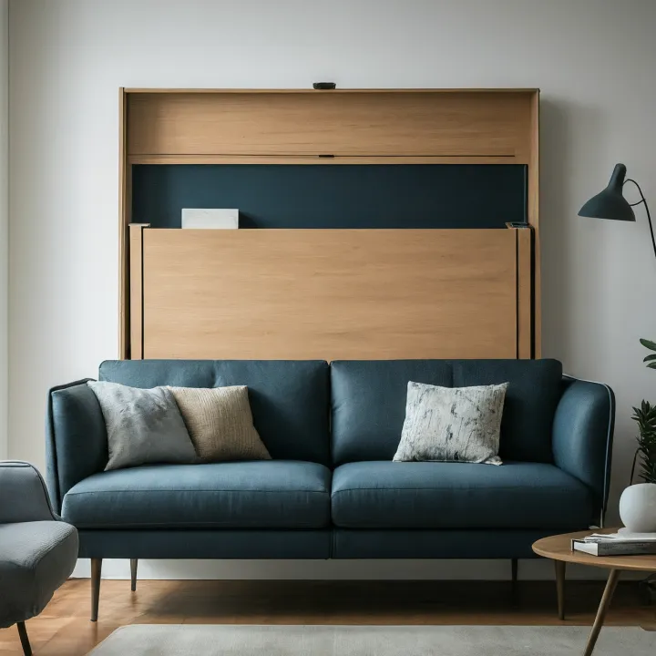 wall bed sofa dengan penyimpanan tersembunyi multifungsi