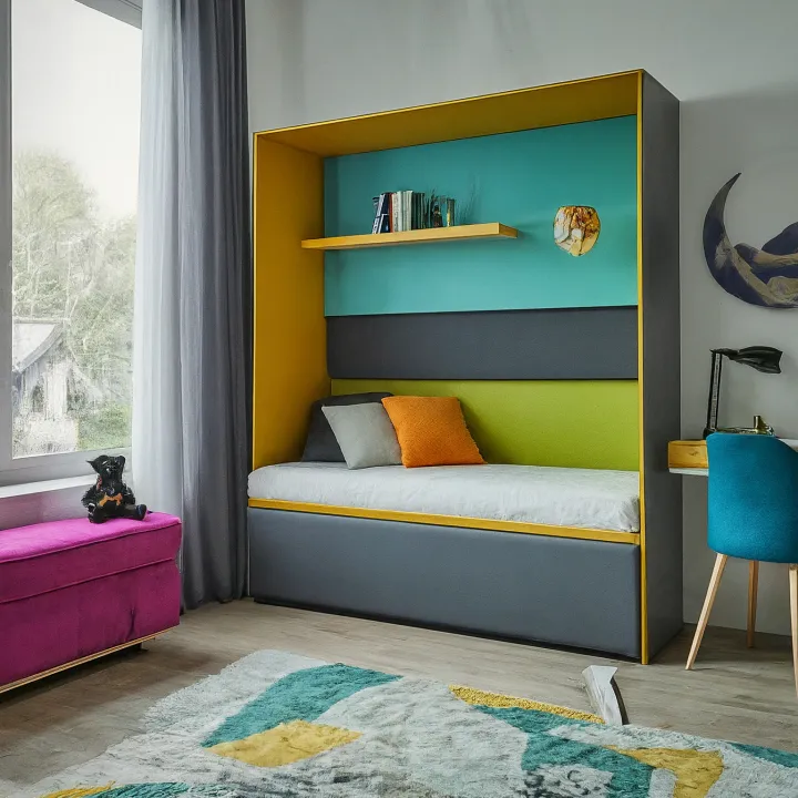 wall bed sofa ceria untuk kamar anak atau remaja
