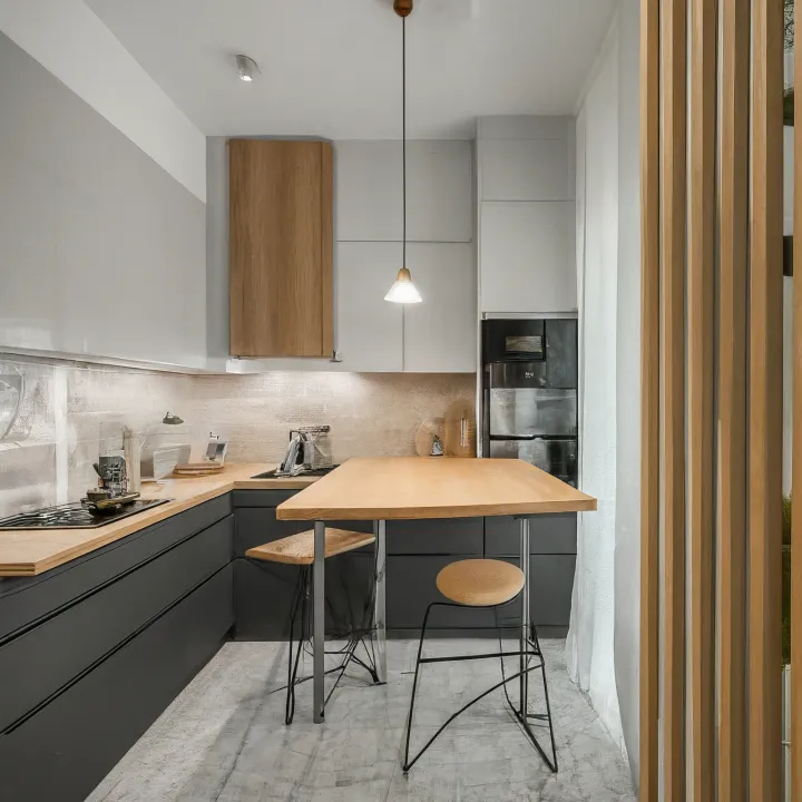 Kitchen set apartemen studio multifungsi meja makan lipat