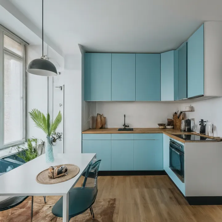 Kitchen set apartemen studio warna cerah