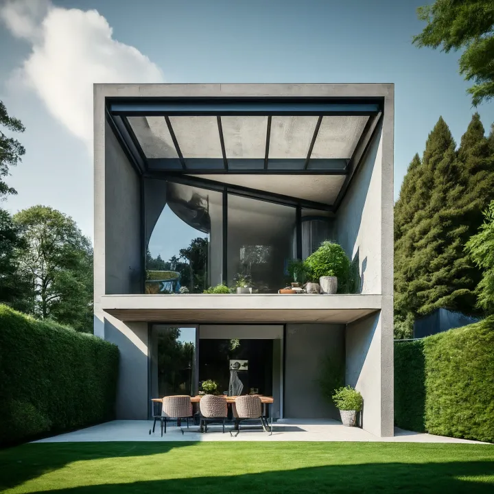 Gambar rumah minimalis kubus dengan gaya industrial Jerman