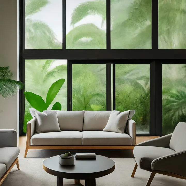 Interior ruang tamu rumah minimalis tropis modern di desa