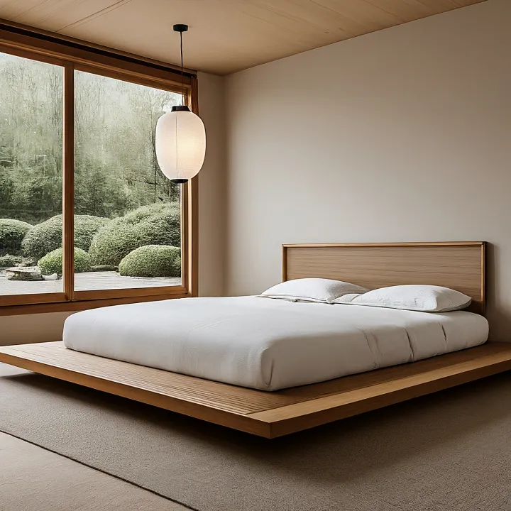 Kamar tidur gaya Japandi yang tenang dan minimalis