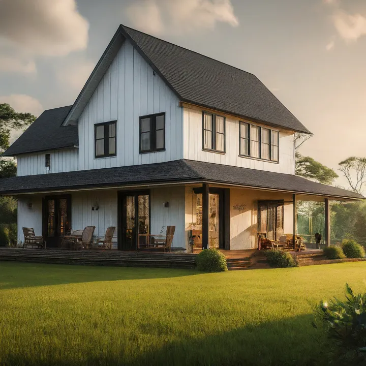 Contoh rumah farmhouse modern di pedesaan Indonesia