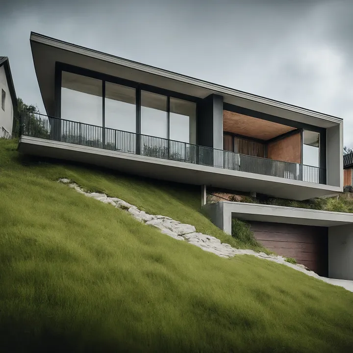 Desain rumah split level modern di lahan berkontur