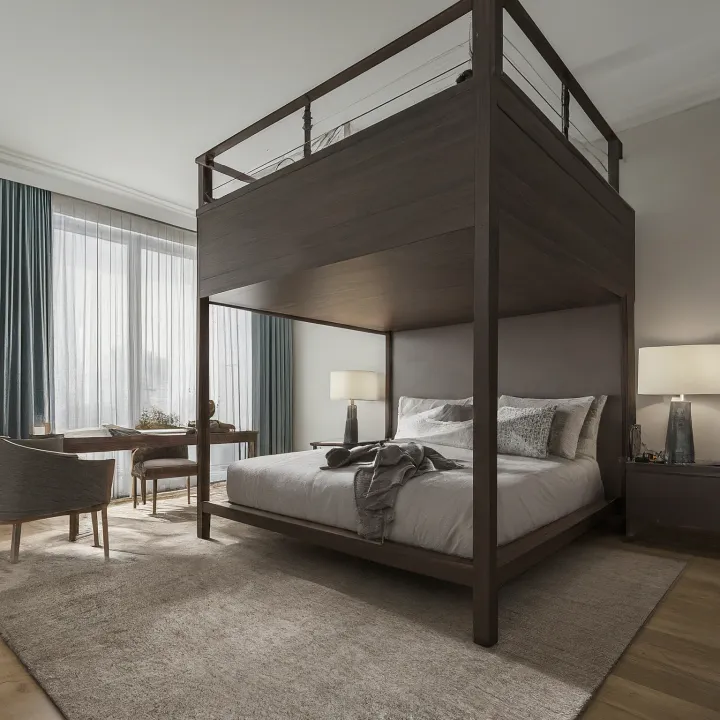 Loft bed ukuran queen size untuk kamar tidur utama yang sempit