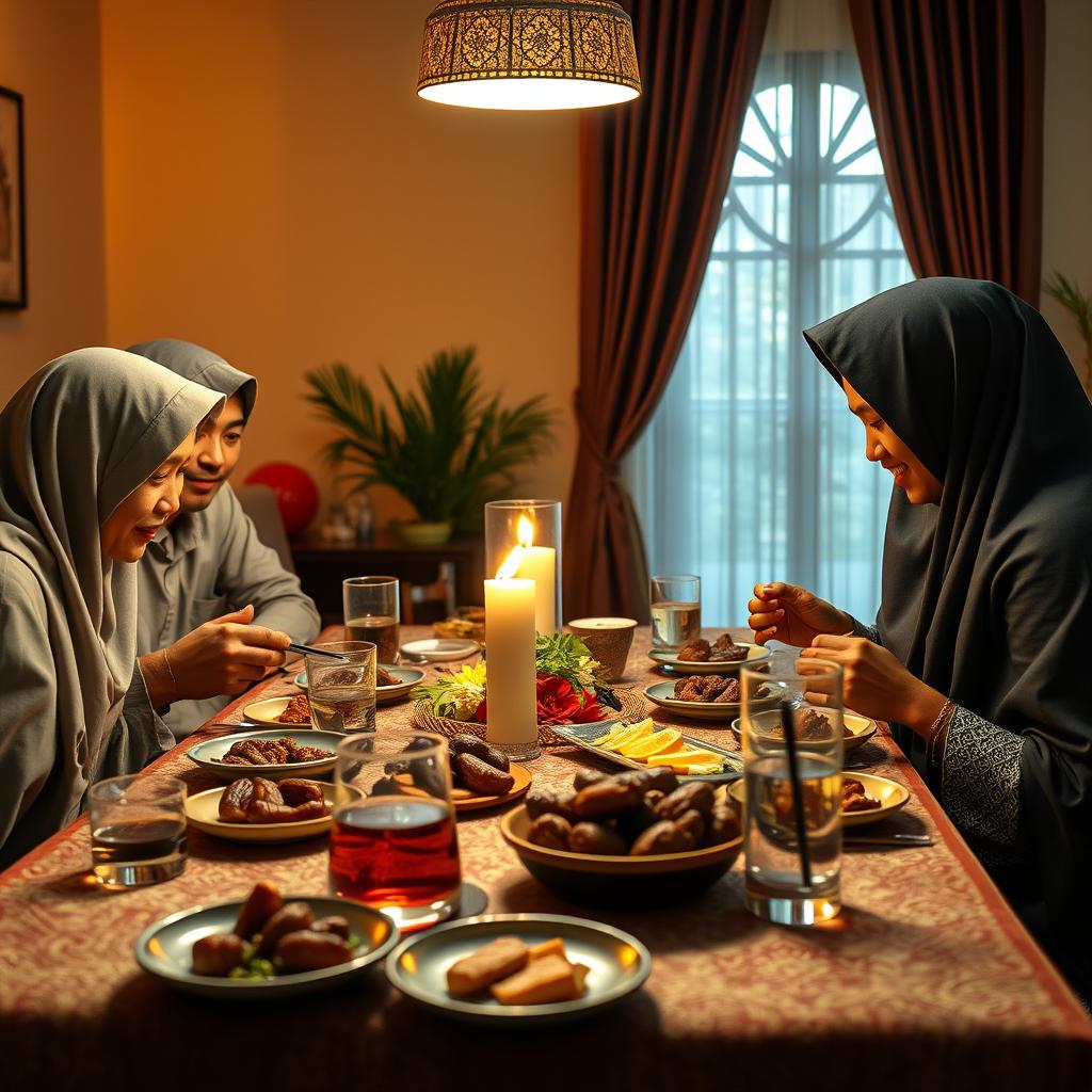 Keluarga Indonesia berbuka puasa bersama di bulan Ramadhan