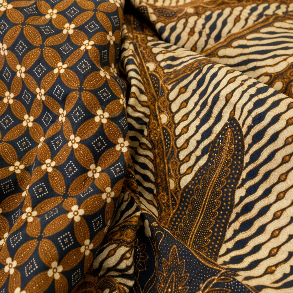 Motif batik Jawa Tengah dengan parang dan kawung