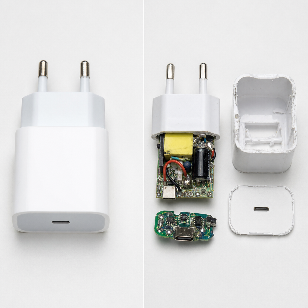 Perbandingan charger asli dan palsu