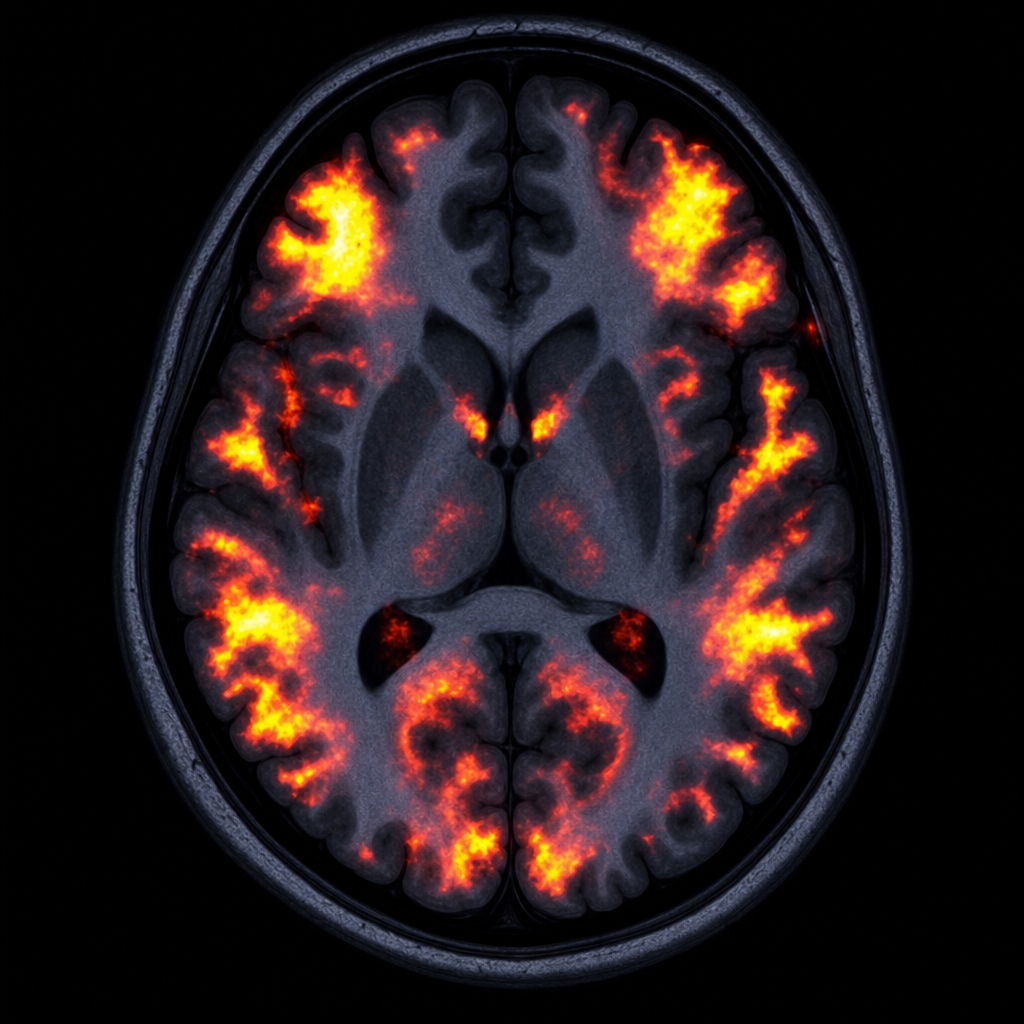 Visualisasi fMRI scan otak menunjukkan aktivitas di seluruh bagian