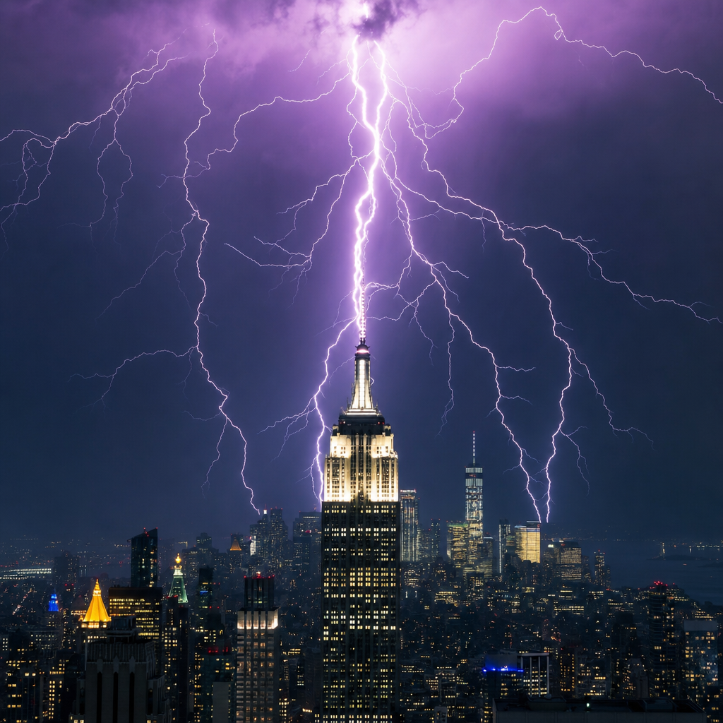 Empire State Building disambar petir berkali-kali