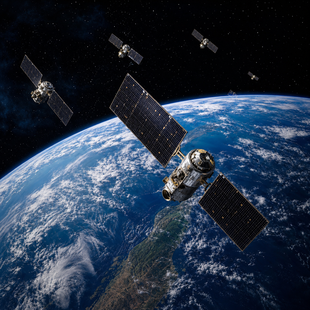 Konstelasi satelit GPS mengorbit Bumi