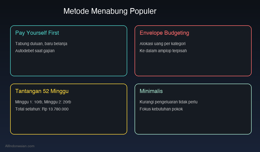 Perbandingan metode menabung populer