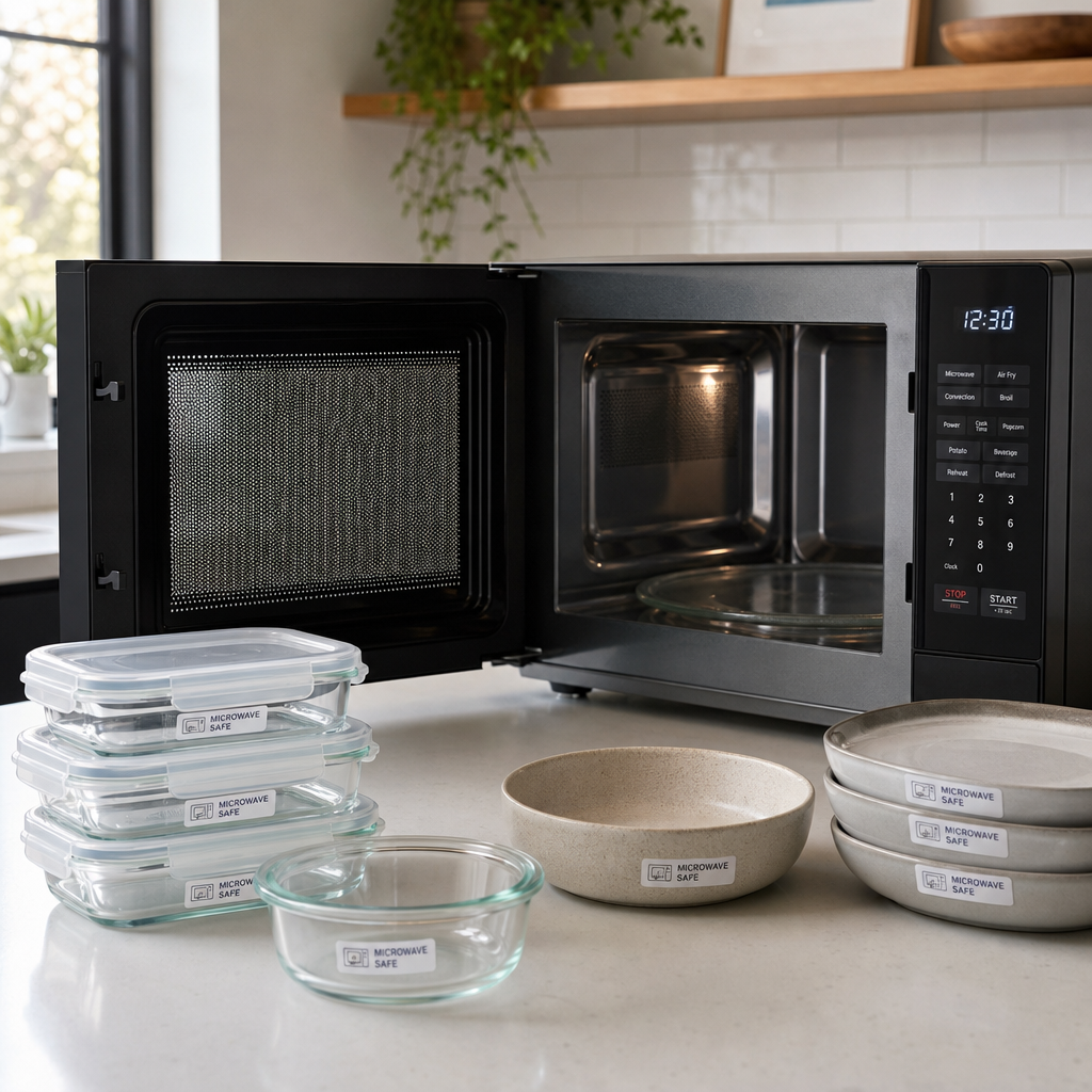 Wadah aman untuk microwave dan fitur keamanan oven