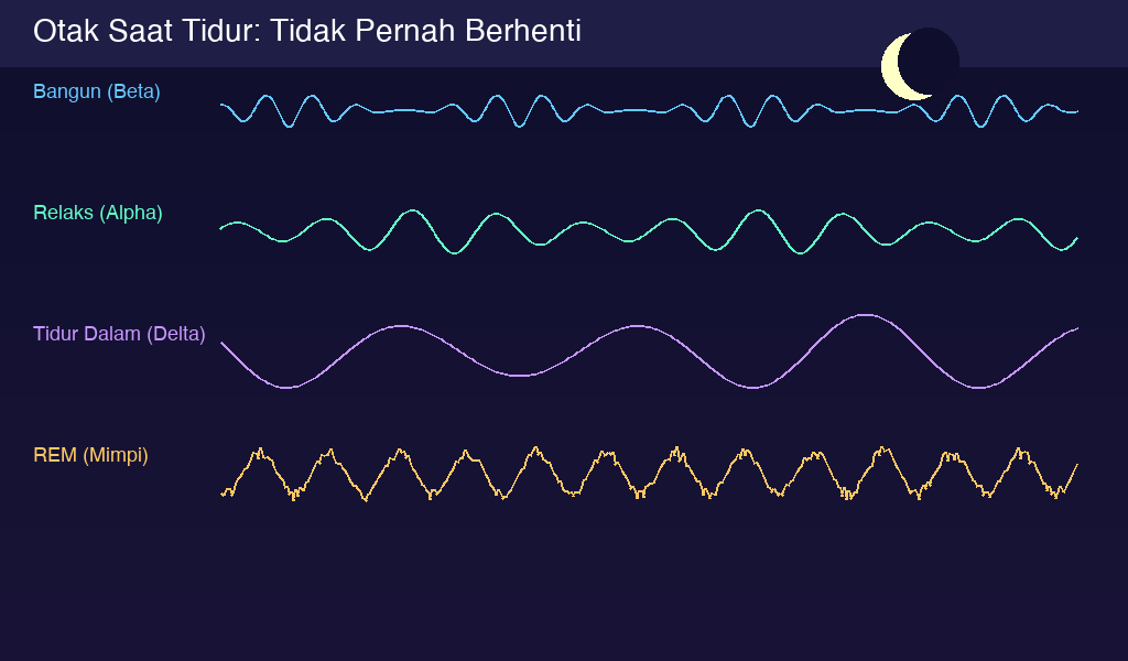 Aktivitas gelombang otak saat tidur: beta, alpha, delta, dan REM
