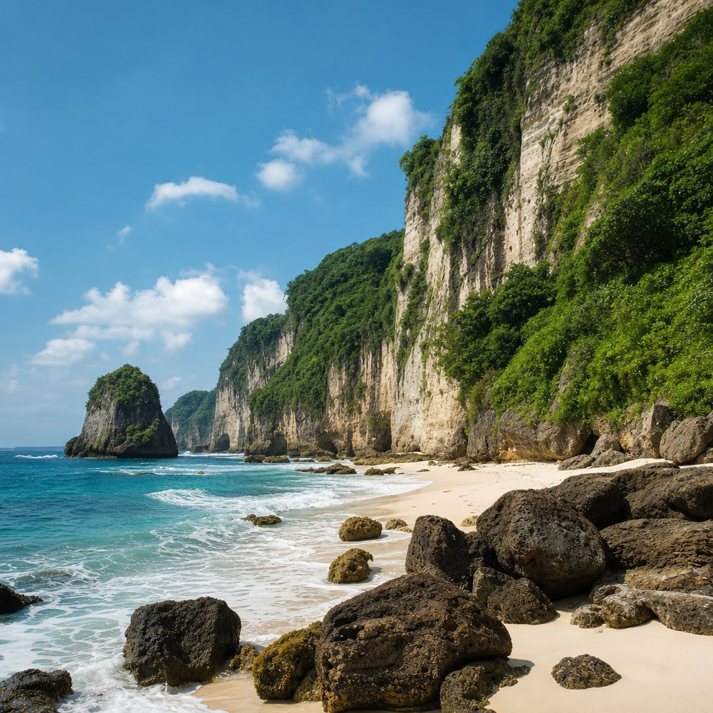 Pantai terindah di Jawa dengan tebing dan ombak biru