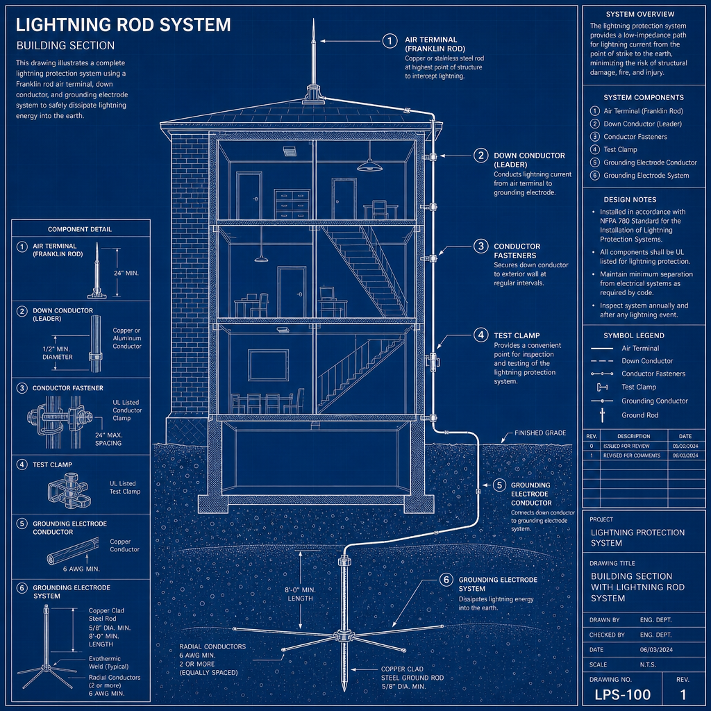 Diagram sistem penangkal petir modern