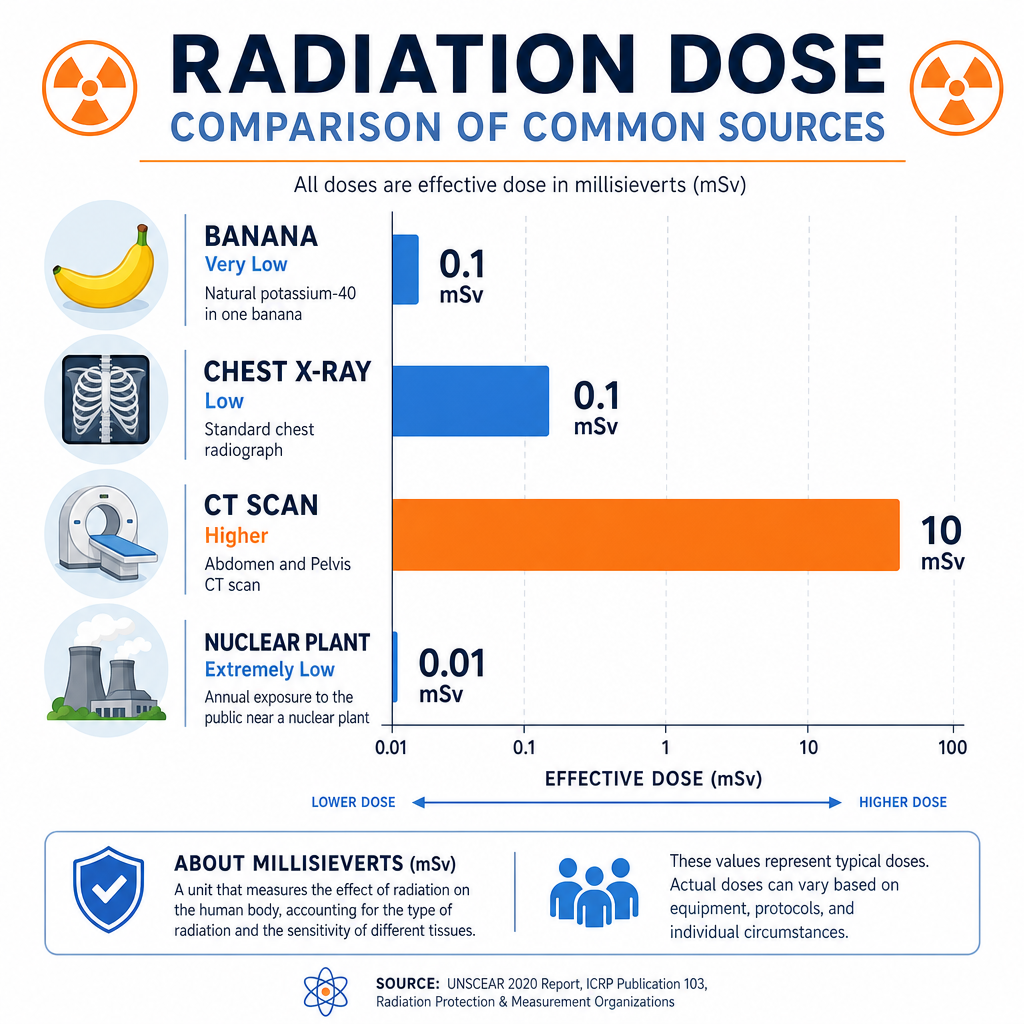 Perbandingan dosis radiasi dari berbagai sumber