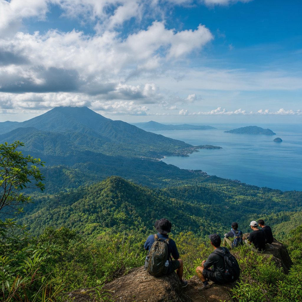 Ilustrasi itinerary wisata Gunung Rajabasa dan Gunung Betung di Lampung