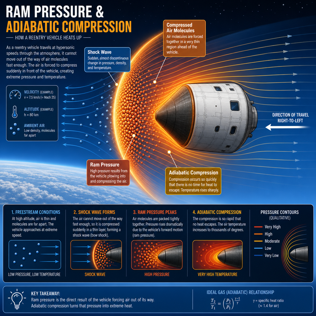 Ilustrasi tekanan ram dan kompresi gas saat reentry