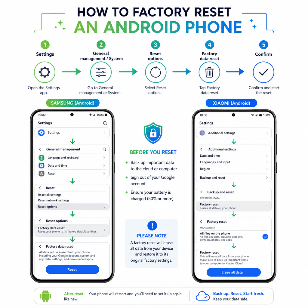 Cara factory reset HP Android Samsung Xiaomi OPPO
