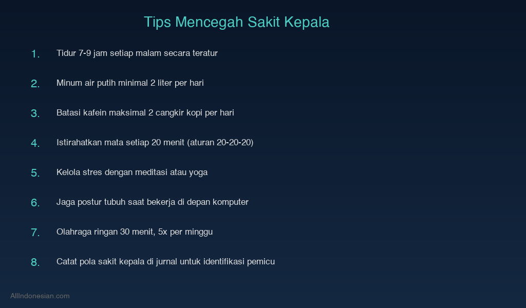 Tips mencegah sakit kepala