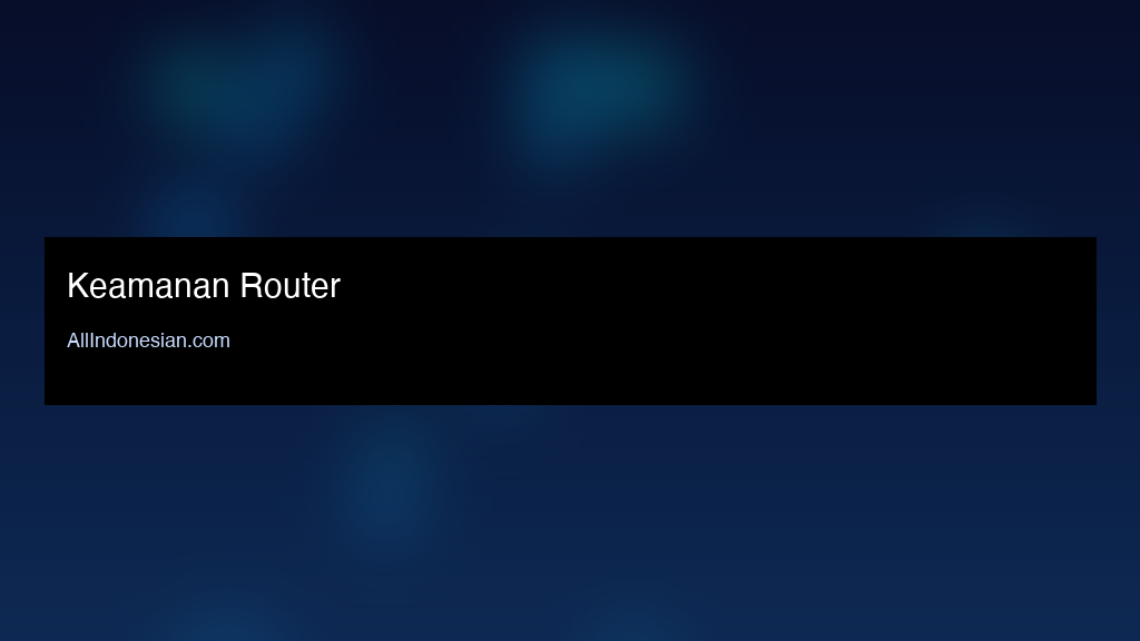 Keamanan Router