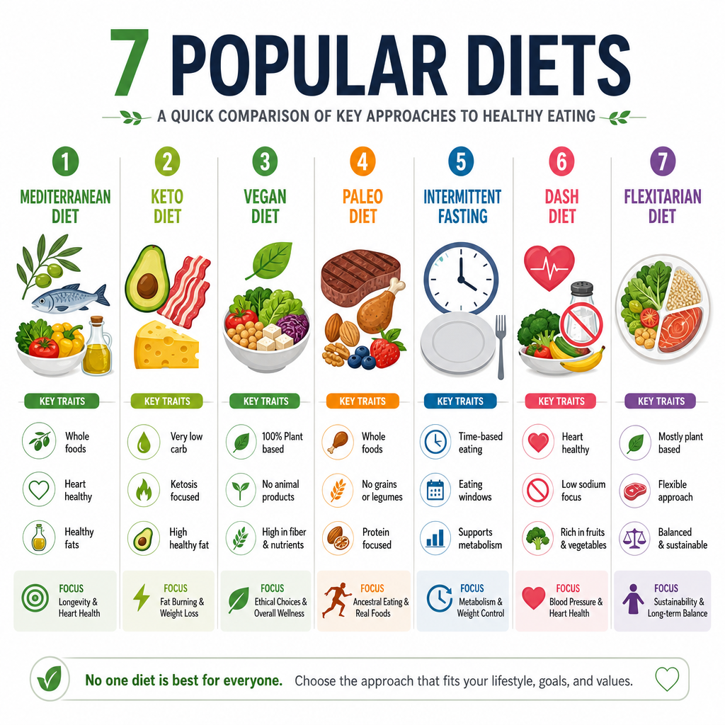 Infografis perbandingan jenis-jenis diet populer