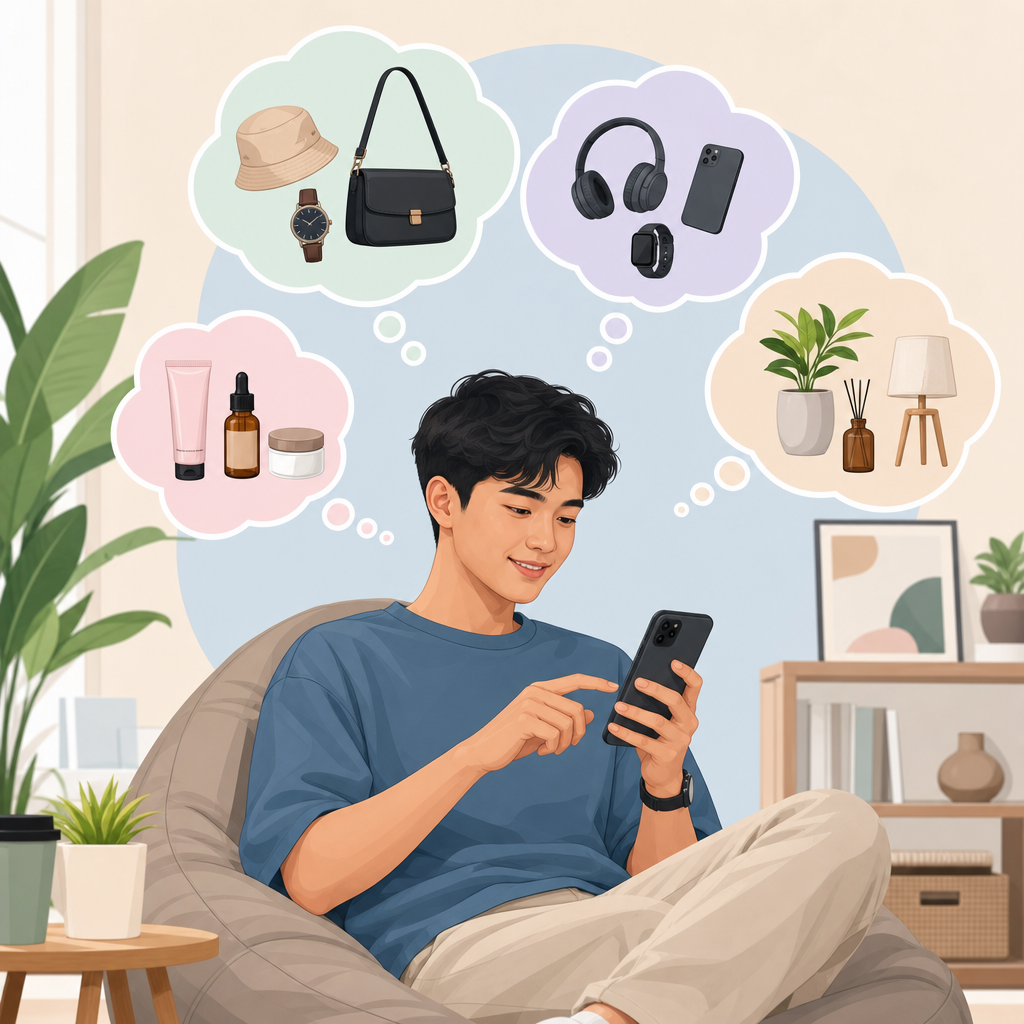 Milenial scroll marketplace di handphone untuk riset produk kekinian