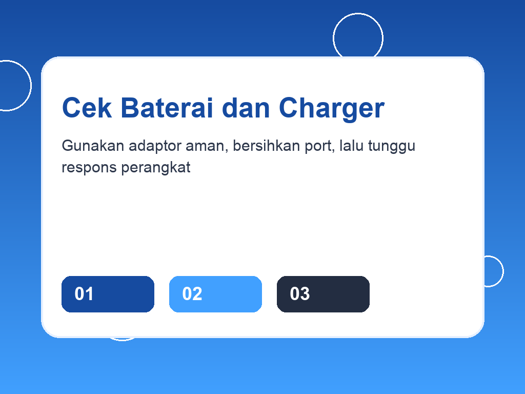 Cek baterai dan charger HP mati