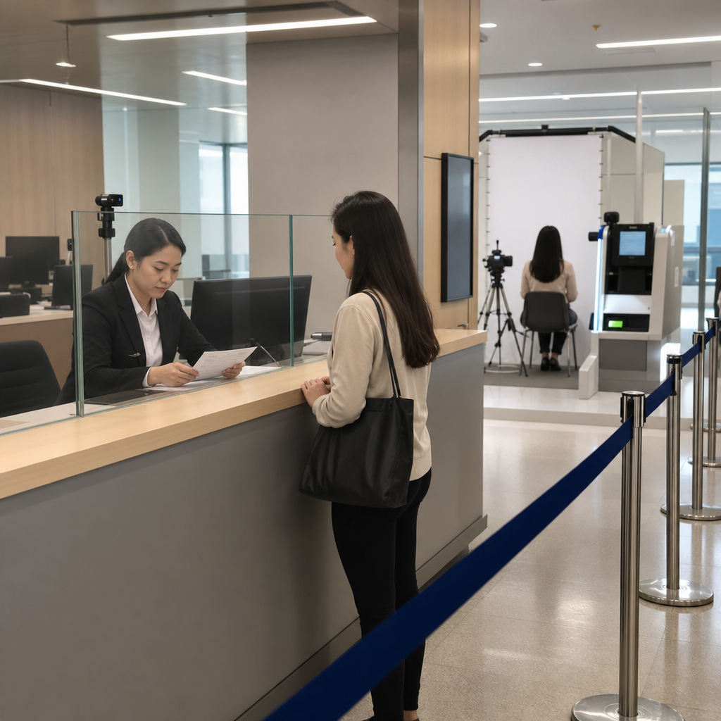 Proses verifikasi dan biometrik di kantor imigrasi