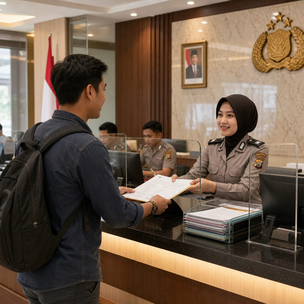 Verifikasi berkas SKCK di kantor polisi